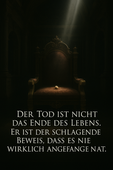 Zitat:
„Der Tod ist nicht das Ende des Lebens. Er ist der schlagende Beweis, dass es nie wirklich angefangen hat.“