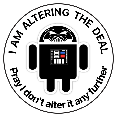 Android logo modified to look like Darth Vader, with his infamous quote from Empire Strikes Back