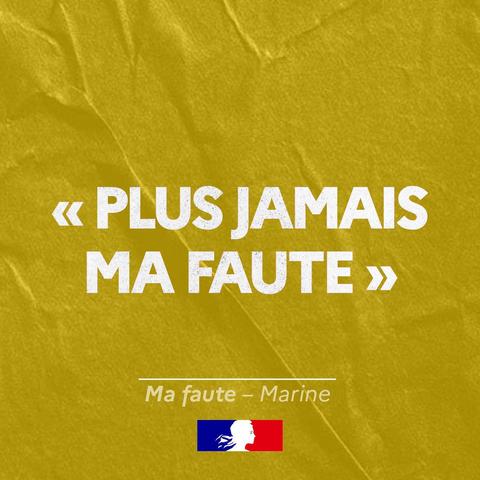 infographie décorative de couleur jaune "plus jamais ma faute"
