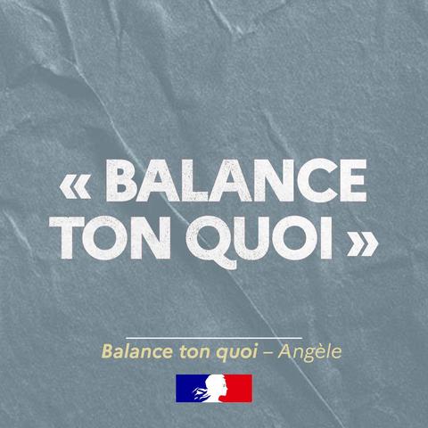infographie décorative de couleur avec la mention "Balance ton quoi"