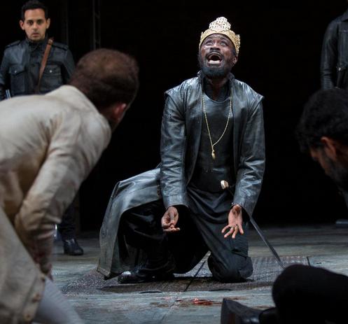 Jude Owusu as Tamburlaine and company in Michael Boyd's 2018 production of Tamburlaine