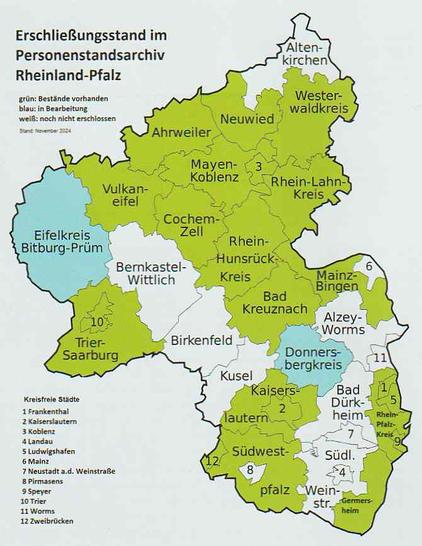 Erschließungsstand Personenstandsarchiv Rheinland-Pfalz