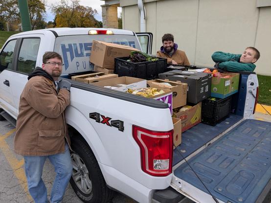 3 volunteers loaded my truck full of produce.