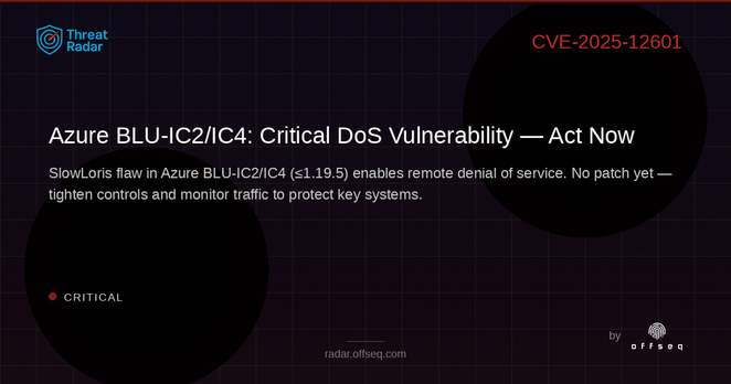 Critical threat: CVE-2025-12601: CWE-730 Denial of Service in Azure Access Technology BLU-IC2