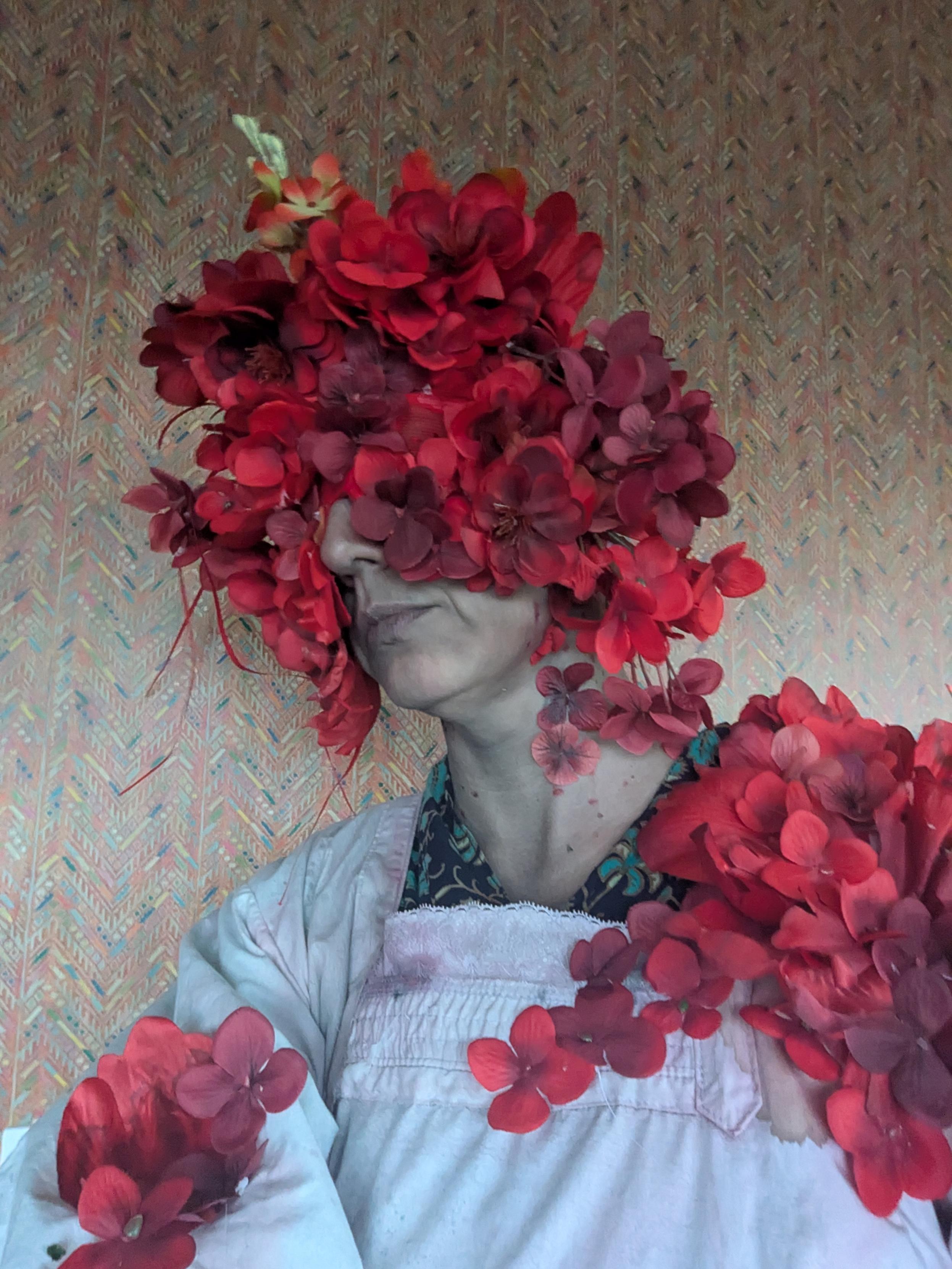 Me dressed as a 50s Japanese housewife who has been turned into a flower monster