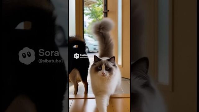 豆柴マメちゃんが、とってもキュートなラグドールを連れて帰って来た❤️