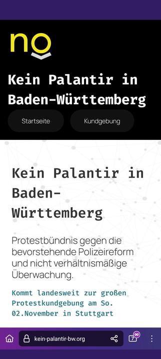 Bildschirmfoto des Demoaufrufs Screenshot of the mobilisation poster