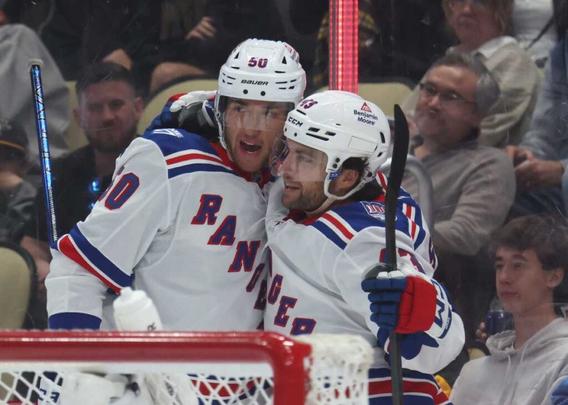 Rangers Will Cuylle celebrates goal