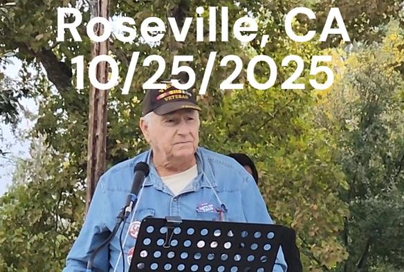 Veteran Rex Carpenter shared some of his thoughts at the "Democracy Dies in Silence Procession" event on October 25th, 2025, at Royer Park in Roseville, CA.