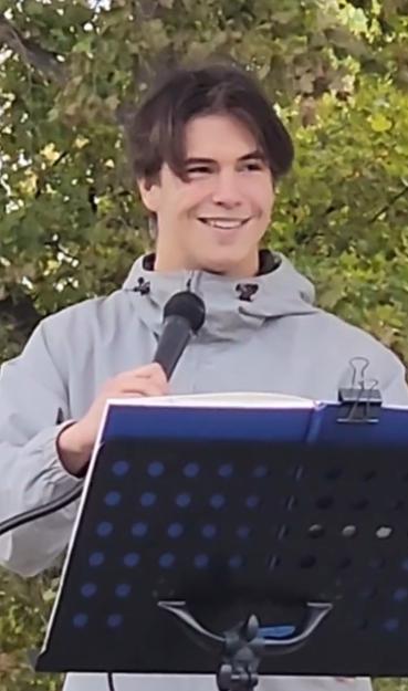The "Democracy Dies in Silence Procession" event on 10/25/2025 in Royer Park, Roseville, CA, featured a student speaker from West Park High School.