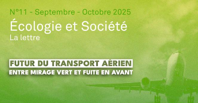 Visuel pour la lettre N°11 de l'espace « Écologie et Société » :

Futur du transport aérien : entre mirage vert et fuite en avant