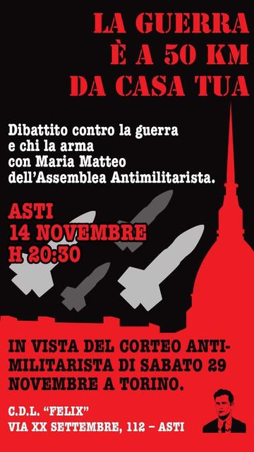CONTRO LA GUERRA E CHI LA ARMA!