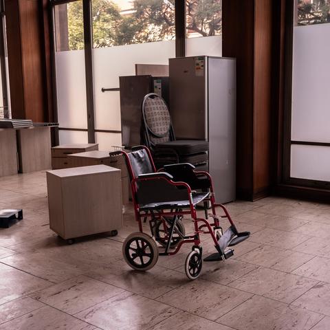 Furniture, files and equipment at a medical site in Johannesburg, after cuts to U.S. foreign aid led to its closure in February.