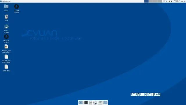 Screenshot of Devuan GNU/Linux 6.0 with the Xfce desktop environment,.