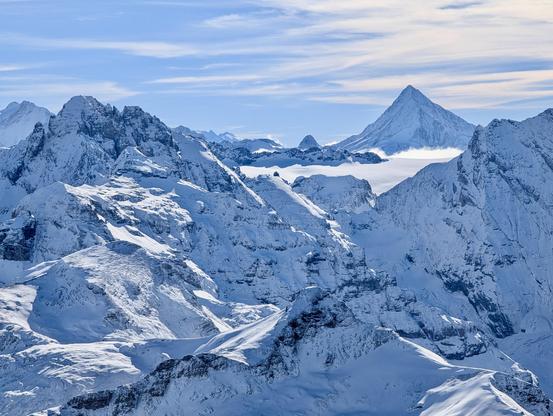 Swiss Alps from up in the sky.