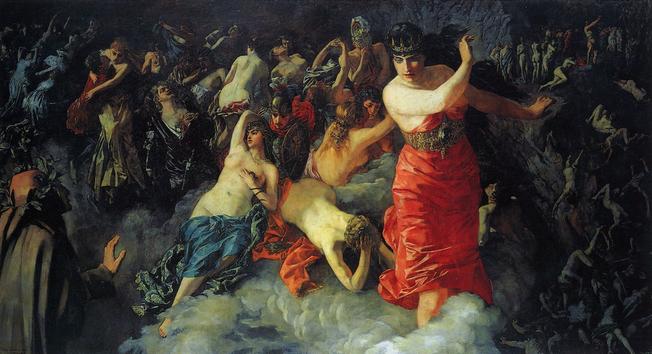 <p>Dante and Virgil move on from their encounter with Count Ugolino towards a great contraption that looks like a windmill from the distance. As they grow closer, they pass by shades of the dead frozen and stacked up.</p>
<figure class="wp-caption alignnone" id="attachment_42503" style="width: 1610px;"><a href="https://eclecticlight.co/wp-content/uploads/2019/05/kochinfernostudy.jpg"><img alt="kochinfernostudy" class="size-full wp-image-42503" src="https://eclecticlight.co/wp-content/uploads/2019/05/kochinfernostudy.jpg?w=940" /></a><figcaption class="wp-caption-text" id="caption-attachment-42503">Joseph Anton Koch (1768-1839), Hell (study for Casa Massimo frescoes) (c 1825), watercolour and gouche, dimensions and location not known. Wikimedia Commons.</figcaption></figure>
<figure class="wp-caption alignnone" id="attachment_42501" style="width: 1534px;"><a href="https://eclecticlight.co/wp-content/uploads/2019/05/kochinfernodevil.jpg"><img alt="kochinfernodevil" class="size-full wp-image-42501" src="https://eclecticlight.co/wp-content/uploads/2019/05/kochinfernodevil.jpg?w=940" /></a><figcaption class="wp-caption-text" id="caption-attachment-42501">Joseph Anton Koch (1768-1839), Lucifer (1825-28), fresco, dimensions not known, Casa Massimo, Rome, Italy. Image by Sailko, via Wikimedia Commons.</figcaption></figure>
<figure class="wp-caption alignnone" id="attachment_42502" style="width: 1332px;"><a href="https://eclecticlight.co/wp-content/uploads/2019/05/kochinfernodevild1.j