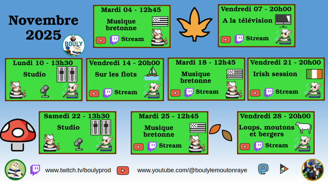 un calendrier de stream