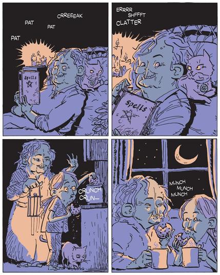 Iris the witch is up late reading in bed when she hears strange sounds from somewhere else in her house. When she investigates, she discovers a little "mouse" raiding her cookie jar!