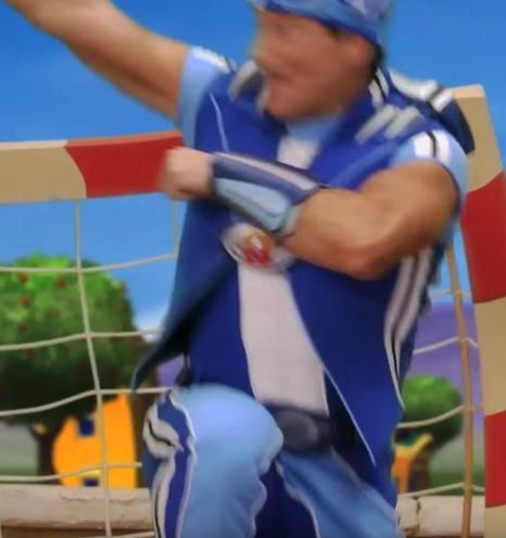 Screenshot of the show LazyTown displaying a character dabbing.