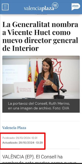 Titular de Valencia Plaza: La Generalitat nombra a Vicente Huet como nuevo director general de Interior