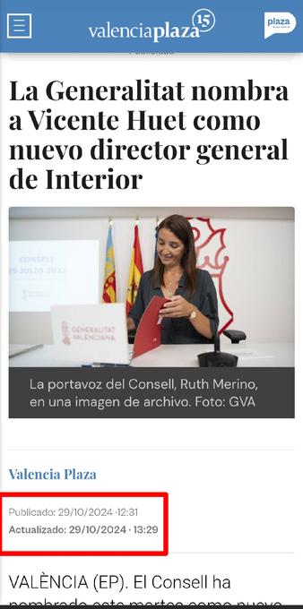 Titular de Valencia Plaza: La Generalitat nombra a Vicente Huet como nuevo director general de Interior