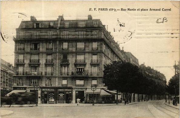 Rue Manin et place Armand Carrel à #Paris19 (#Paris)  Actuelle place Jean Macé #CartePostaleAncienne 👉 https://cartorum.fr/carte-postale/900820/paris-19e-rue-manin-et-place-armand-carrel
