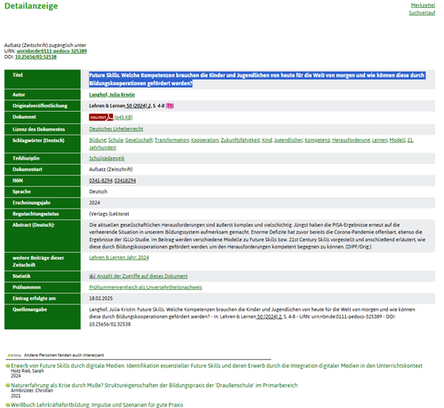 Screenshot des verlinkten Datensatzes