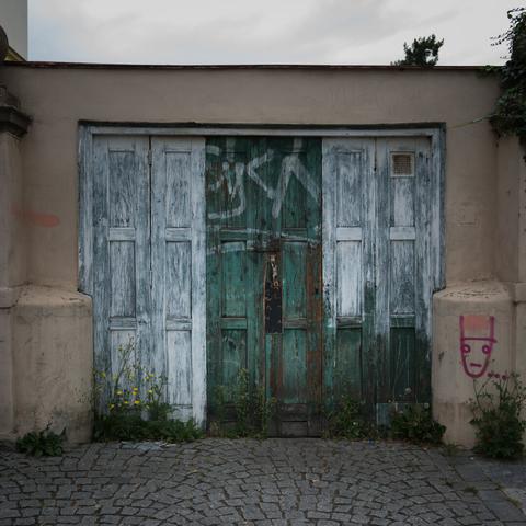 Portrait of a wooden door in Prague