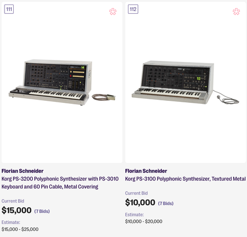 Korg PS-3200 and PS-3100 synthesizers in special housing