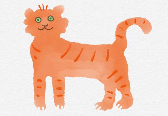 Schnelle digitale Zeichnung: zerzauster Tiger