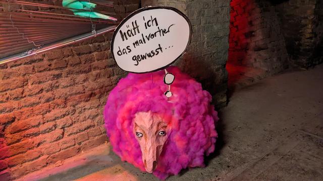 Ein pinkes Dekoschaf steht vor einer Mauer, über ihm eine Gedankenblase: "hätt ich das mal vorher gewusst ..."