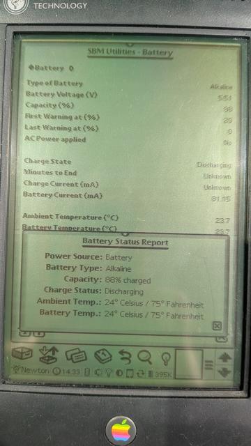 A screen shot of battery status displays on a personal data assistant.
They both list "battery discharging"