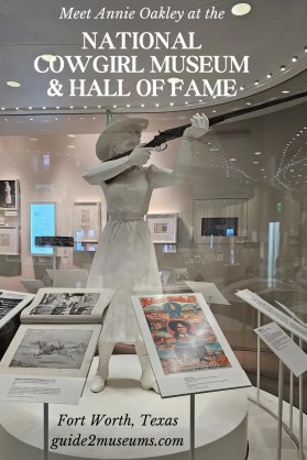 Annie Oakley with a rifle raised to take a shot statue in the National Cowgirl Museum and Hall of Fame | #museums #Texas #cowgirls #halloffame #oldwest
