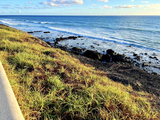 I was born and raised up in the mountains of northwestern Spain. I always thought had a thing for the spectacular and abrupt scenery of mountains and valleys blending in nicely in truly breathtaking landscapes. But then, nearly 30 years ago, I discovered the mighty Atlantic Ocean. The rest is history! 😍👍🏻

My fascination with the mighty ocean has never stopped to the point where it's a rather rare occasion I don't get to see it in my daily life. And when it does, i.e. when I am not around, I miss it dearly. 

Here's a gorgeous landscape snap shot of Meloneras' coastline at sunset with a sharp contrast between the green vegetation and the intense blue colours of both the ocean and the sky mingling together. In November, with a balmy 24C 😎👍🏻 

What's not to love, right? 🥰