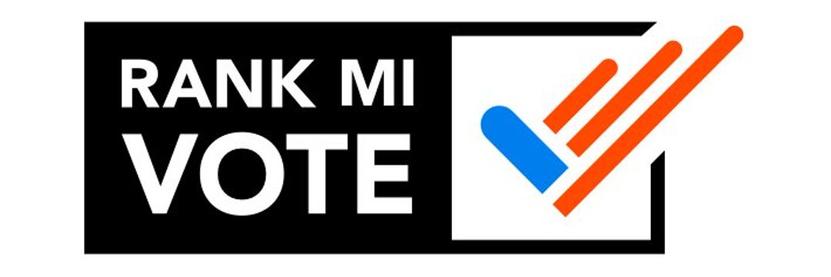 Rank MI Vote logo with a checkmark resume ling the American flag