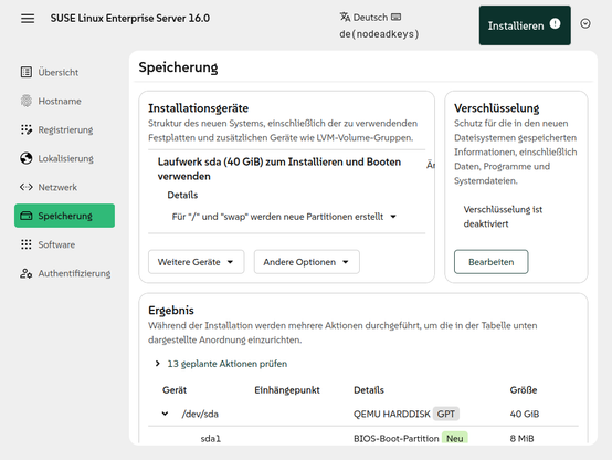 Storage configuration, partition layout details