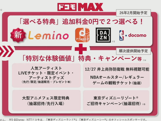 ドコモMAX、dアニメ・Lemino（旧dTV）も無料対象に　2サービス選択可能制 - CNET Japan