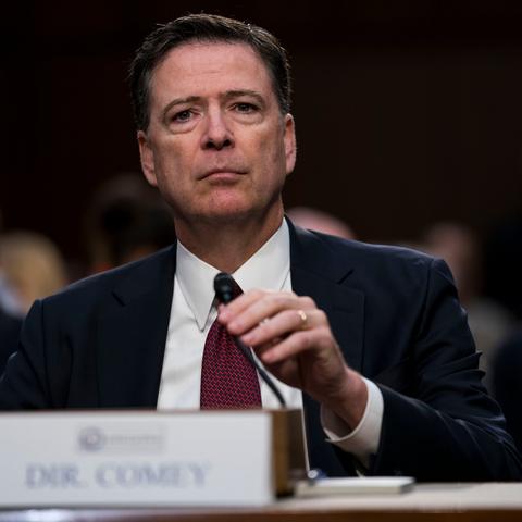 Former F.B.I. director James B. Comey as he appeared during the hearing on Capitol Hill in 2017.