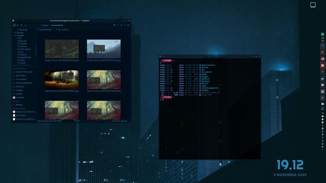 Desktop Linux screenshot showcasing aesthetic changes.