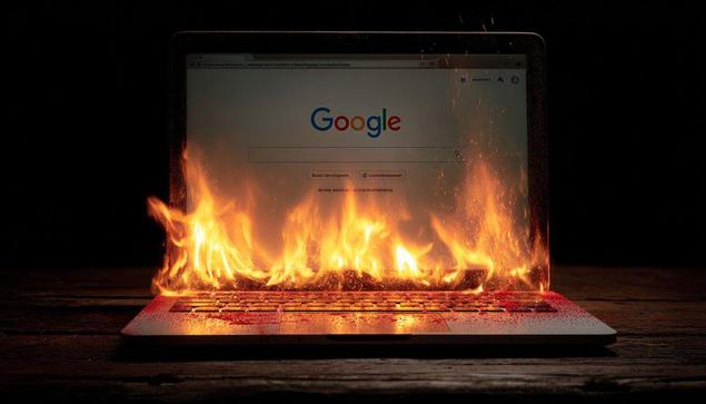 google laptop on fire