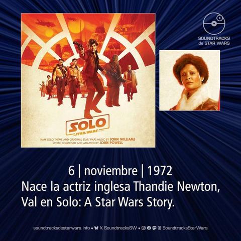 Portada del soundtrack de Solo: A Star Wars Story, y una imagen de Val tomada de la misma portada. / Cover of the Solo: A Star Wars Story soundtrack, and an image of Val taken from the same cover.