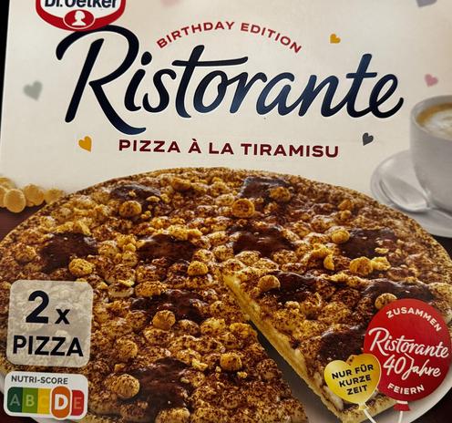 Schachtel einer Dr. Oetker Pizza á la Tiramisu