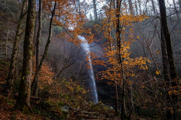 looking out at douglas falls in the big ivy wilderness in north carolina outside of asheville in autumn seven years ago