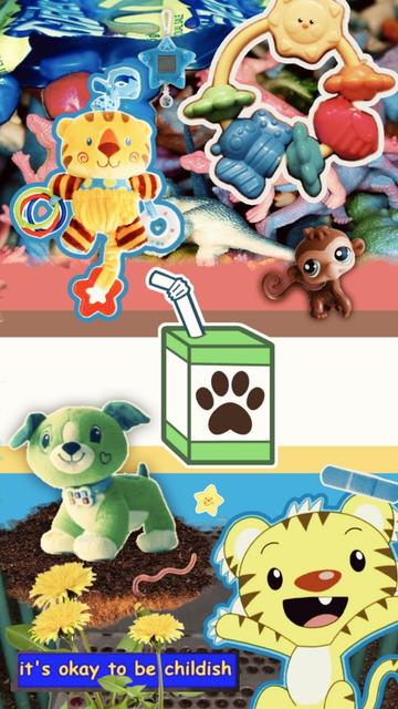 The same collage except that the water sprinkler image was replaced with an image of the “kidfur pride” flag i made.