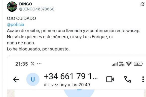La estafa que le ha llegado a @DINGO40378066 a través de WhatsApp. (@DINGO40378066)