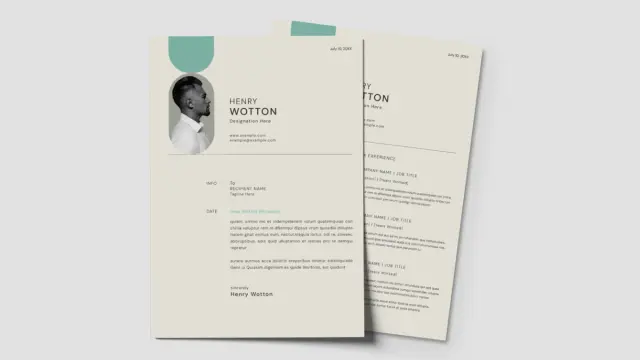 Adobe InDesign Resume and CV Layout Set with Pale Cyan Accents by GraphyPix