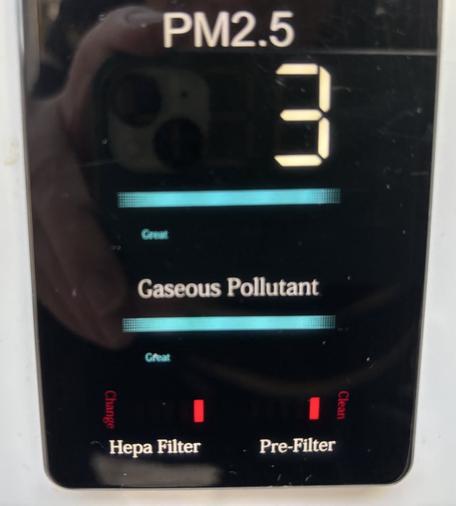 Display vom Trotec Airgoclean 250E Luftreiniger.