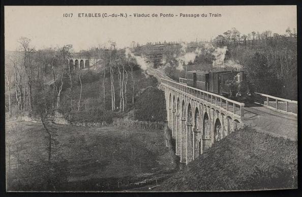 Etables-sur-Mer - Viaduc de Ponto - Passage du train à #BinicÉtablessurMer (#CôtesDArmor)  Viaduc de Ponto - Passage du train. sans date [1917-1925] AD22 - 16FI1178 #CartePostaleAncienne 👉 https://cartorum.fr/carte-postale/50996/binic-etables-sur-mer-etables-sur-mer-viaduc-de-ponto-passage-du-train