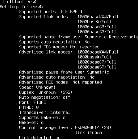output of ethtool on Mellanox ConnectX-3 interface.
