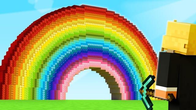 I Built The WORLDS BIGGEST RAINBOW in Minecraft Hardcore!